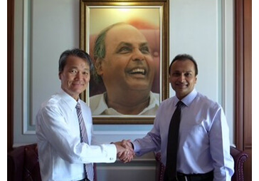 Mr. Anil Ambani with Mr. Yoshinobu Tsutsui, President, Nippon Life Insurance on signing the AMC deal