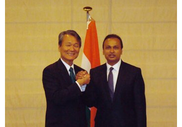 Mr. Anil Ambani, Chairman, Reliance Group and Mr. Yoshinobu Tsutsui, President, Nippon Life, in Tokyo